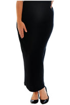 Plus Size Plain Long Ladies Stretch Maxi Skirt Apparel & Accessories WearAll Black 14