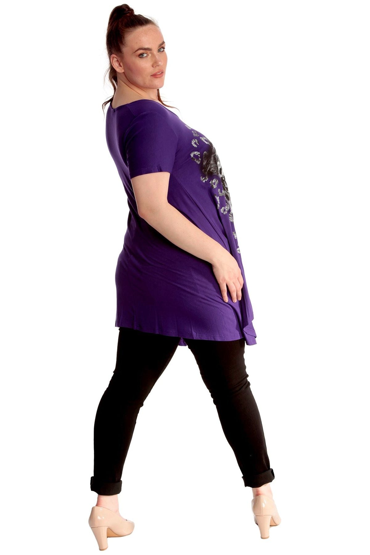 Leopard Print Hanky Hem Short Sleeve Top