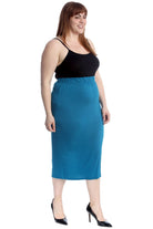 Plus Size Plain Long Ladies Stretch Maxi Skirt Apparel & Accessories WearAll