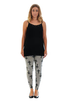 Silver Cross Print Stretchy Leggings Leggings WearAll