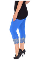 Plus Size Scallop Edge Sequin Leggings Leggings WearAll Blue 16-18