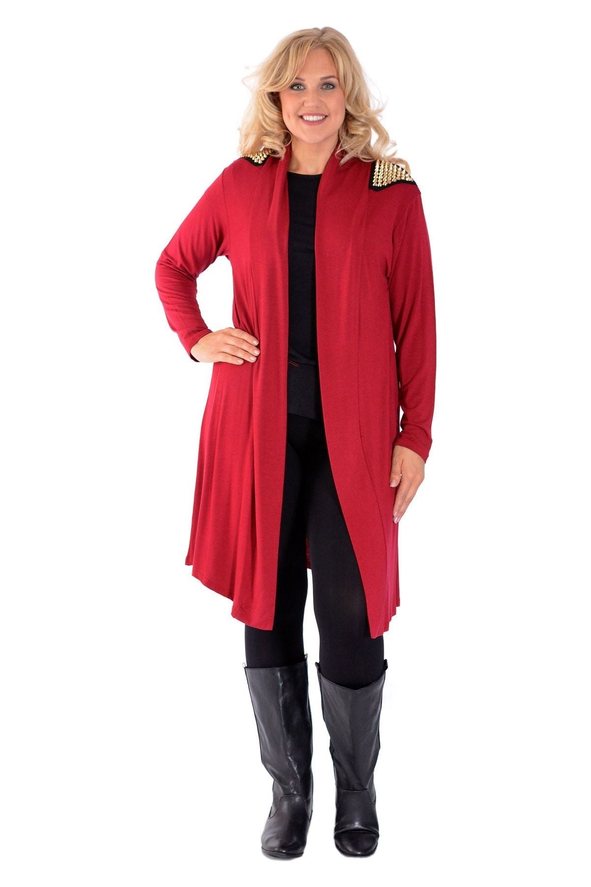 Plus Size Long Sleeve Spike Maxi Cardigan Maxi Cardigan WearAll