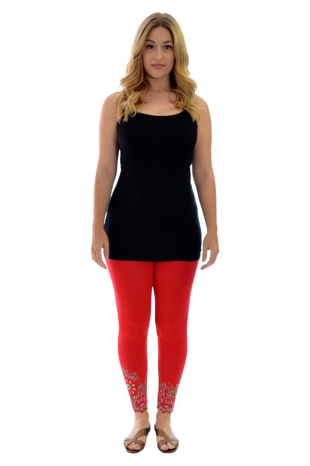 Plus Size Sequin Scallop Beaded Flower Petal Leggings Leggings WearAll