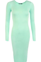 Bodycon Stretch Plain Midi Dress Dress WearAll Mint 8-10