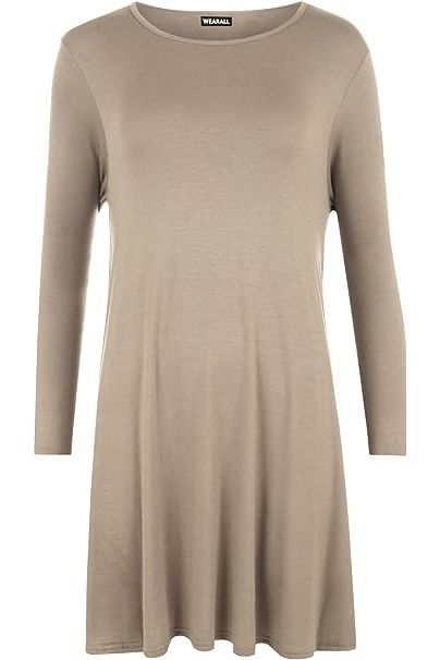 Plain Ladies Swing Dress Top Dress WearAll Mocha 8-10