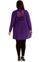 Plus Size Lace Back Open Pleated Cardigan Maxi Cardigan WearAll