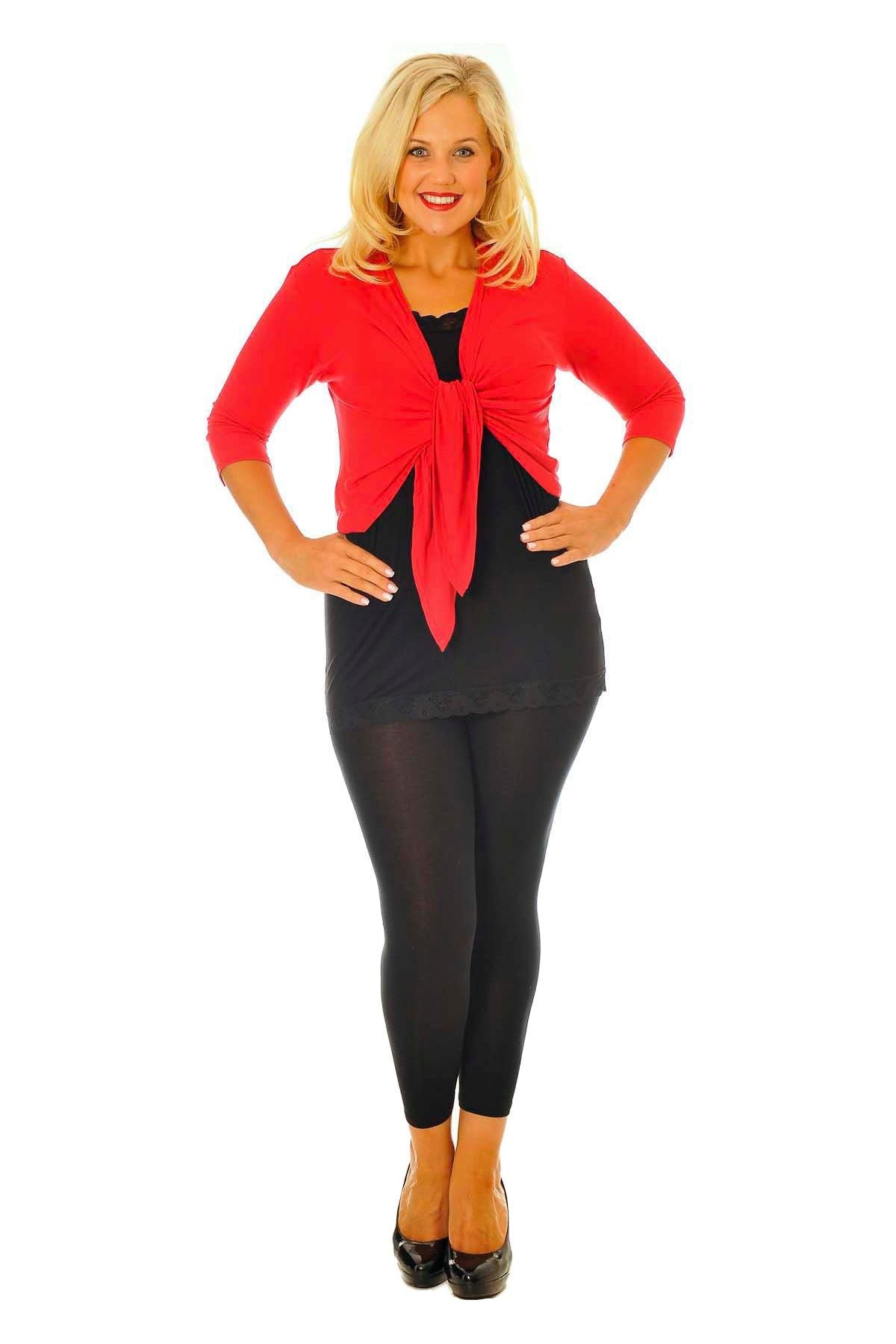 Plus Size 3/4 Sleeve Tie Shrug Tops WearAll