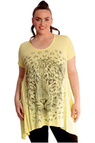 Leopard Print Hanky Hem Short Sleeve Top Tops WearAll