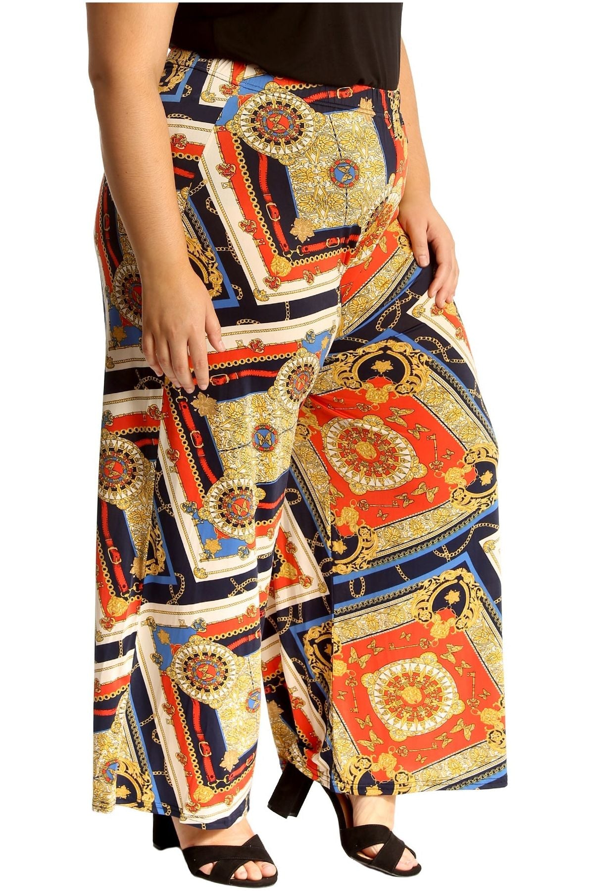 Plus Size Baroque Paisley Print Palazzo Trouser Palazzo WearAll