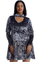 Plus Size Plain Velvet Swing Top Dress WearAll