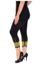 Plus Size Scallop Edge Sequin Leggings Leggings WearAll Black Gold 16-18