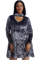 Plus Size Plain Velvet Swing Top Dress WearAll
