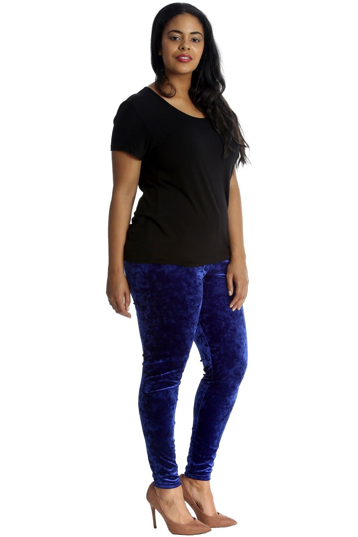 Full Length Crushed Velour Velvet Leggings Leggings WearAll
