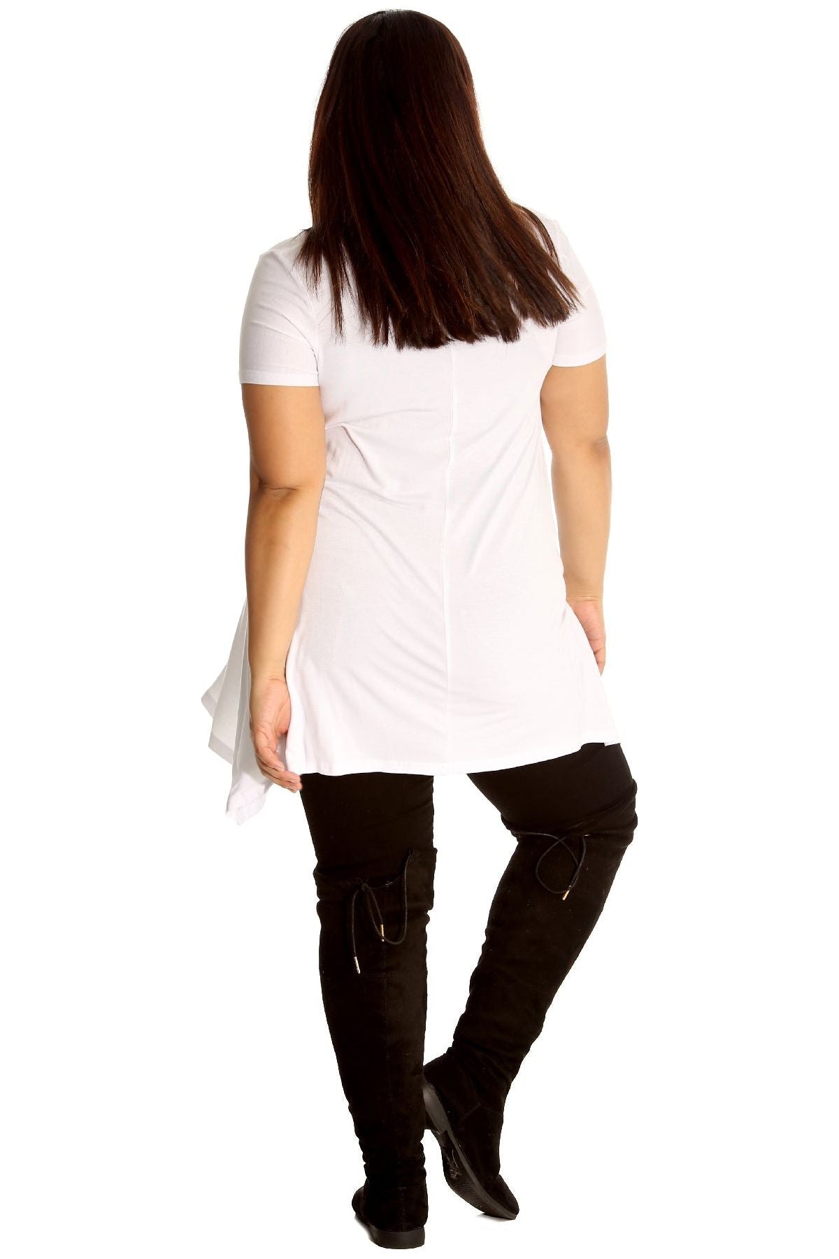 Rudolph on Wall Print Hanky Hem Short Sleeve Top Apparel & Accessories WearAll