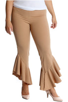 Frill Asymmetric Hem Plain Trousers Trousers WearAll