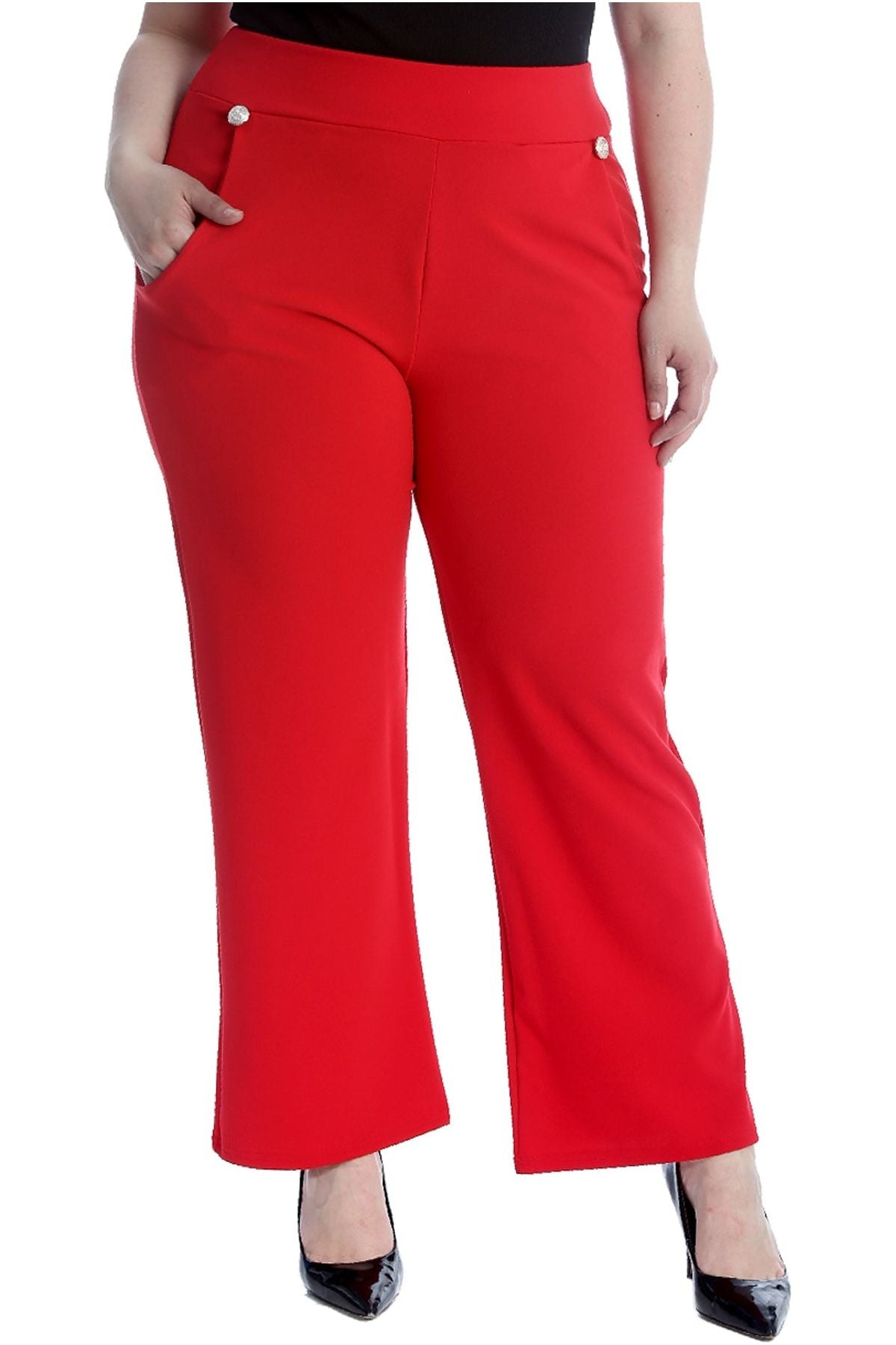 Plus Button Embellished Pocket Palazzo Trousers Trousers WearAll