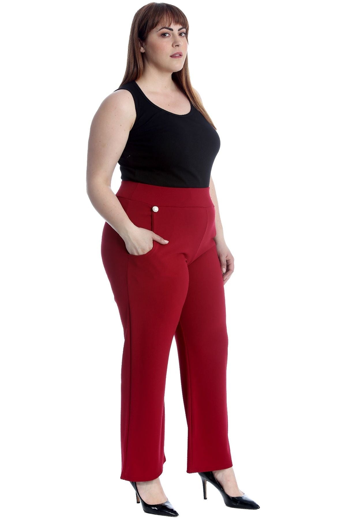 Plus Button Embellished Pocket Palazzo Trousers Trousers WearAll