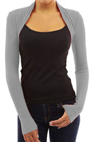 Long Sleeve Crop Bolero Shrug Tops WearAll Grey 8-10