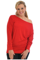 Off Shoulder Batwing Top Tops WearAll Red 8-10