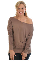 Off Shoulder Batwing Top Tops WearAll Mocha 8-10