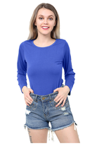 Plus Size Long Sleeve T-Shirt Top Tops WearAll Blue 16-18