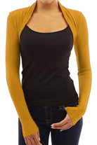 Long Sleeve Crop Bolero Shrug Tops WearAll Mustard 8-10