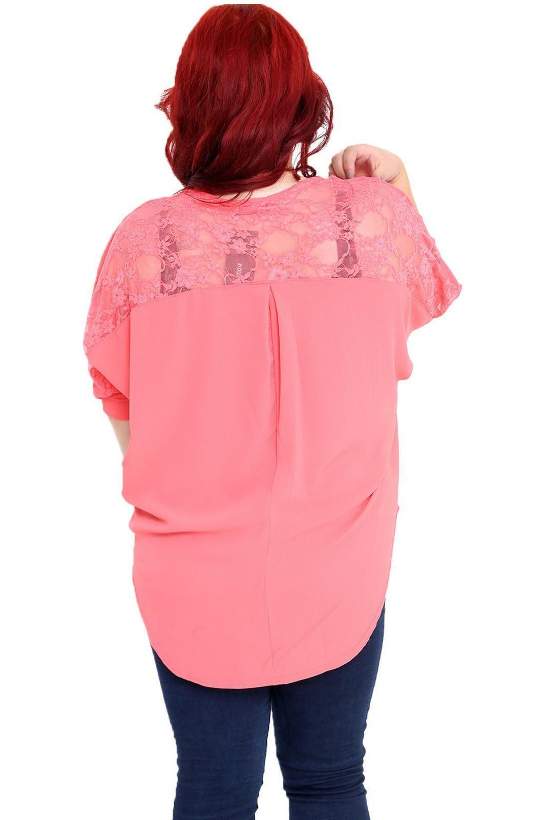 Plus Size Floral Lace Batwing Crepe Top Tops WearAll