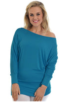 Off Shoulder Batwing Top Tops WearAll Teal 8-10