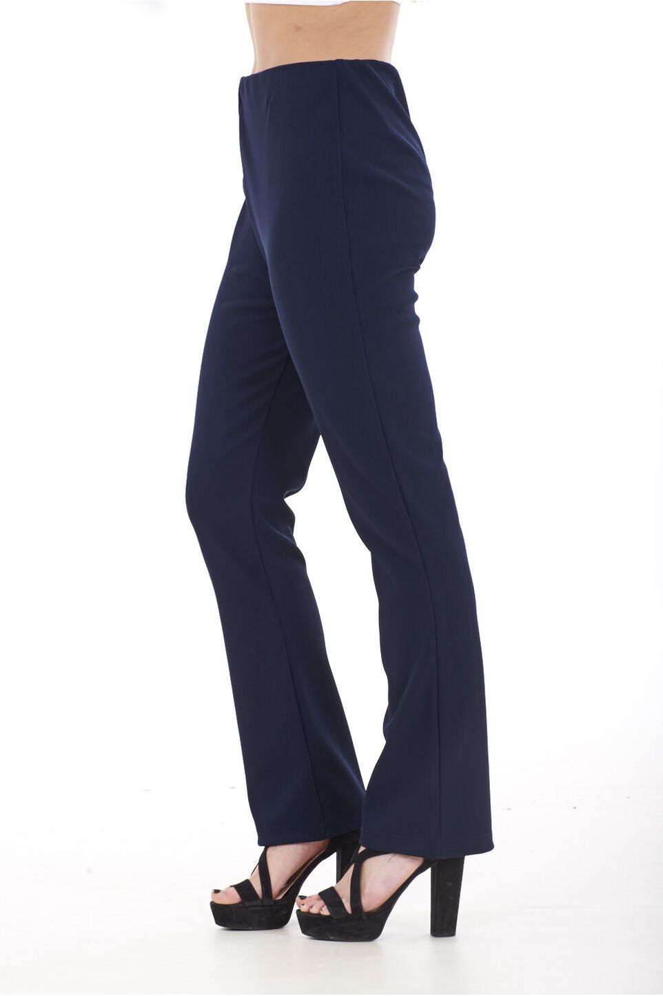 Plus Size Bootleg Ribbed Trouser Trousers WearAll Navy 16