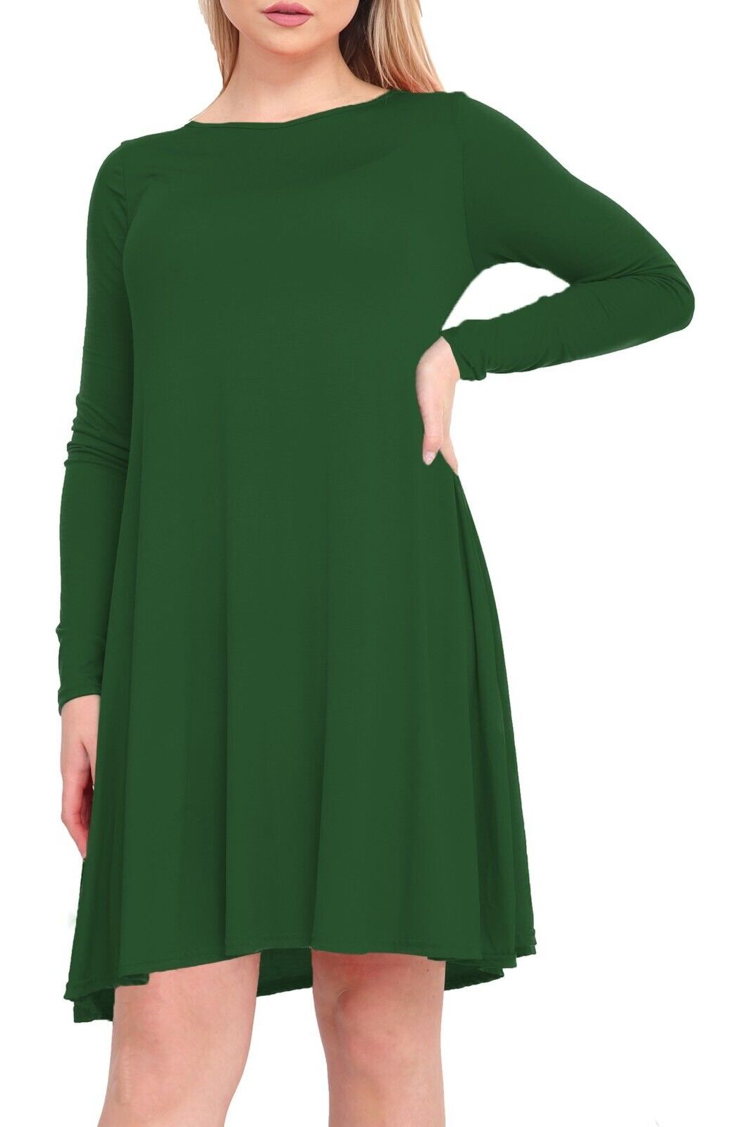 Plus Size Plain Ladies Swing Dress Top Dress WearAll