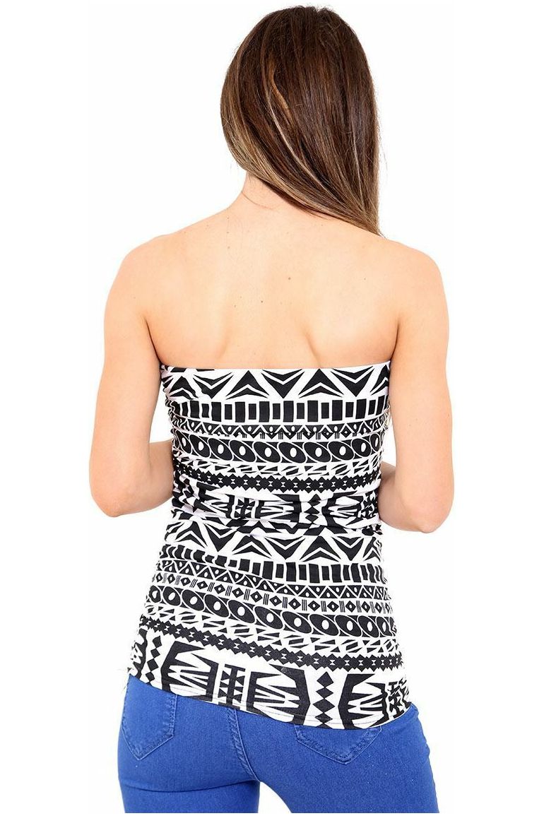 Plus Size Aztec Camouflage Print Ruched Boob Tube BraTop WearAll