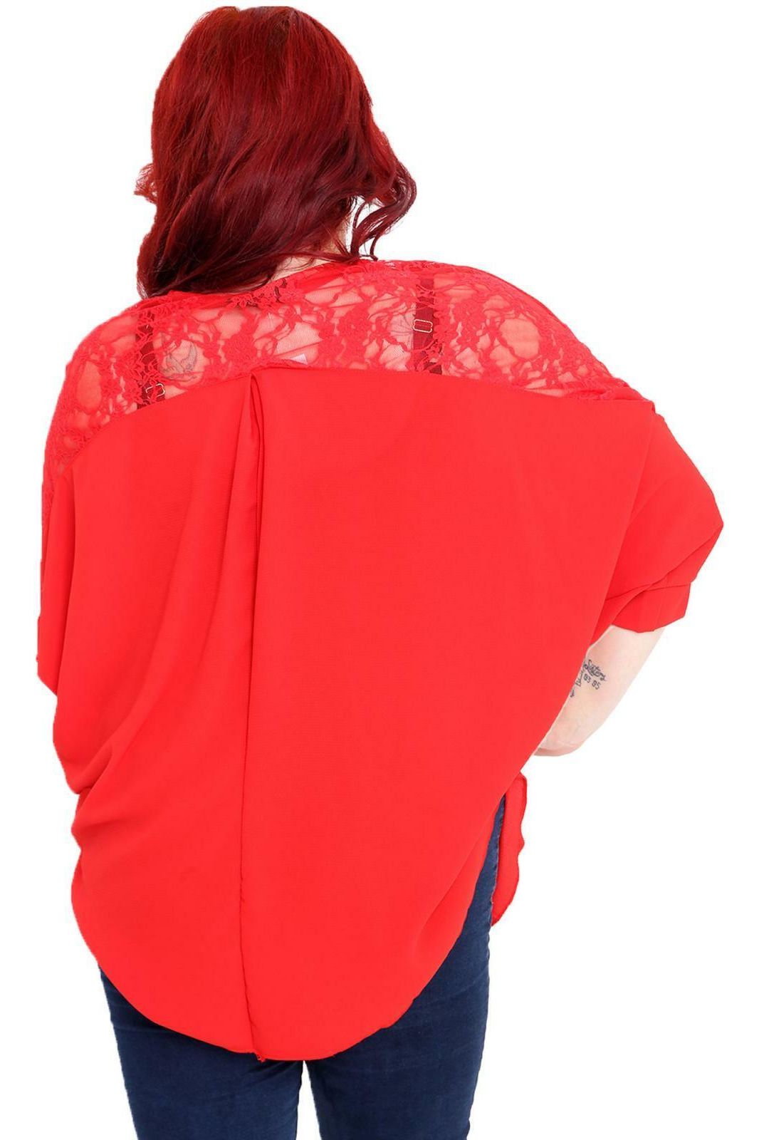 Floral Lace Batwing Crepe Top Tops WearAll