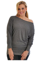 Off Shoulder Batwing Top Tops WearAll Dark Grey 8-10