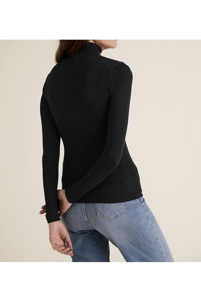 Plus Size Ribbed Stretch Polo Neck Top Tops WearAll