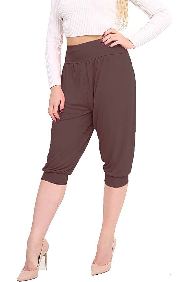 Plus Size Cropped Harem Trousers Trousers WearAll Brown 16-18