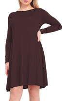 Plus Size Plain Ladies Swing Dress Top Dress WearAll Dark Brown 16-18