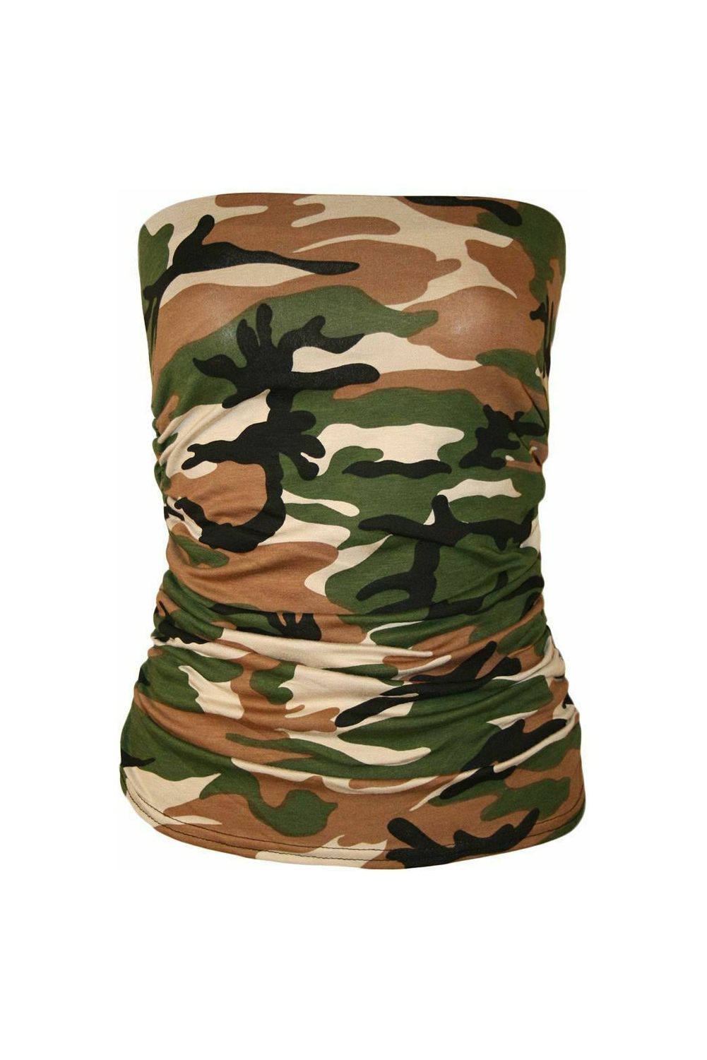 Aztec Camouflage Print Ruched Boob Tube BraTop WearAll Army 12-14