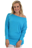Off Shoulder Batwing Top Tops WearAll Turquoise 8-10
