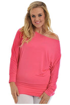 Off Shoulder Batwing Top Tops WearAll Coral 8-10