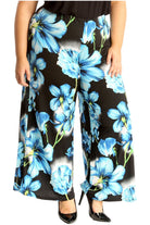 Plus Size Floral Print Palazzo Trouser Palazzo WearAll Turquoise 16-18