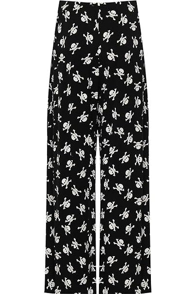 Skull Bones Print Palazzo Trouser Palazzo WearAll