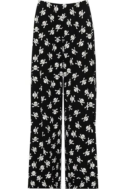 Plus Size Skull Bones Print Palazzo Trouser Palazzo WearAll