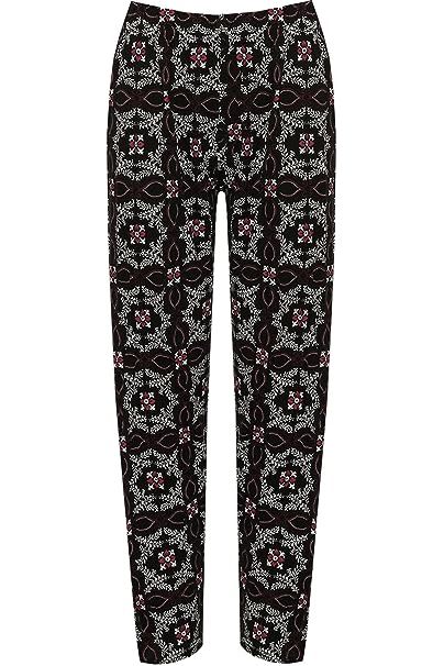 Square Floral Print Full Length Trouser Trousers WearAll Square Floral Purple 14