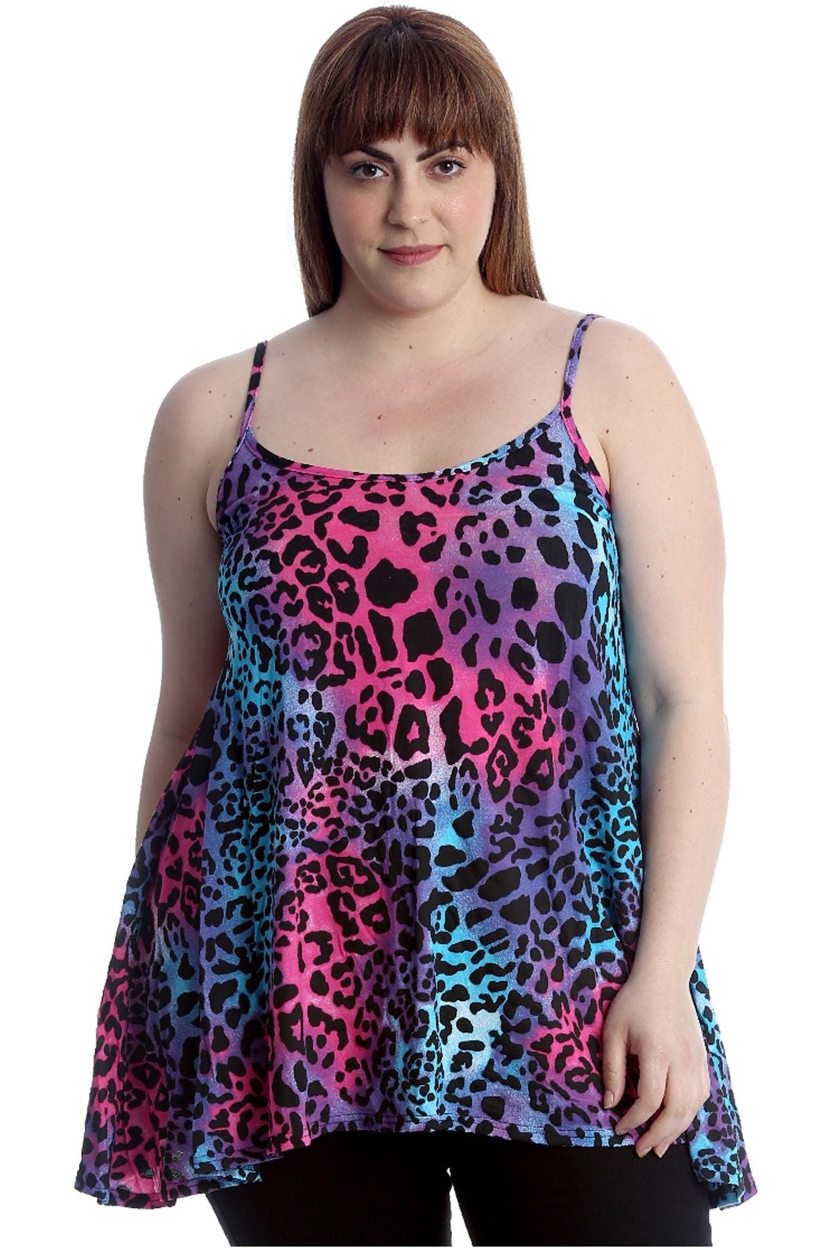 Plus Size Multi Color Leopard Strappy Dress Vest Top Dress WearAll