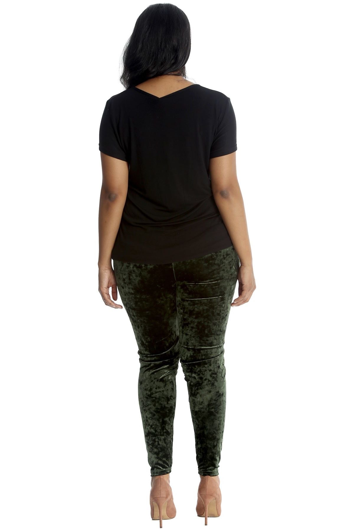 Full Length Crushed Velour Velvet Leggings Leggings WearAll
