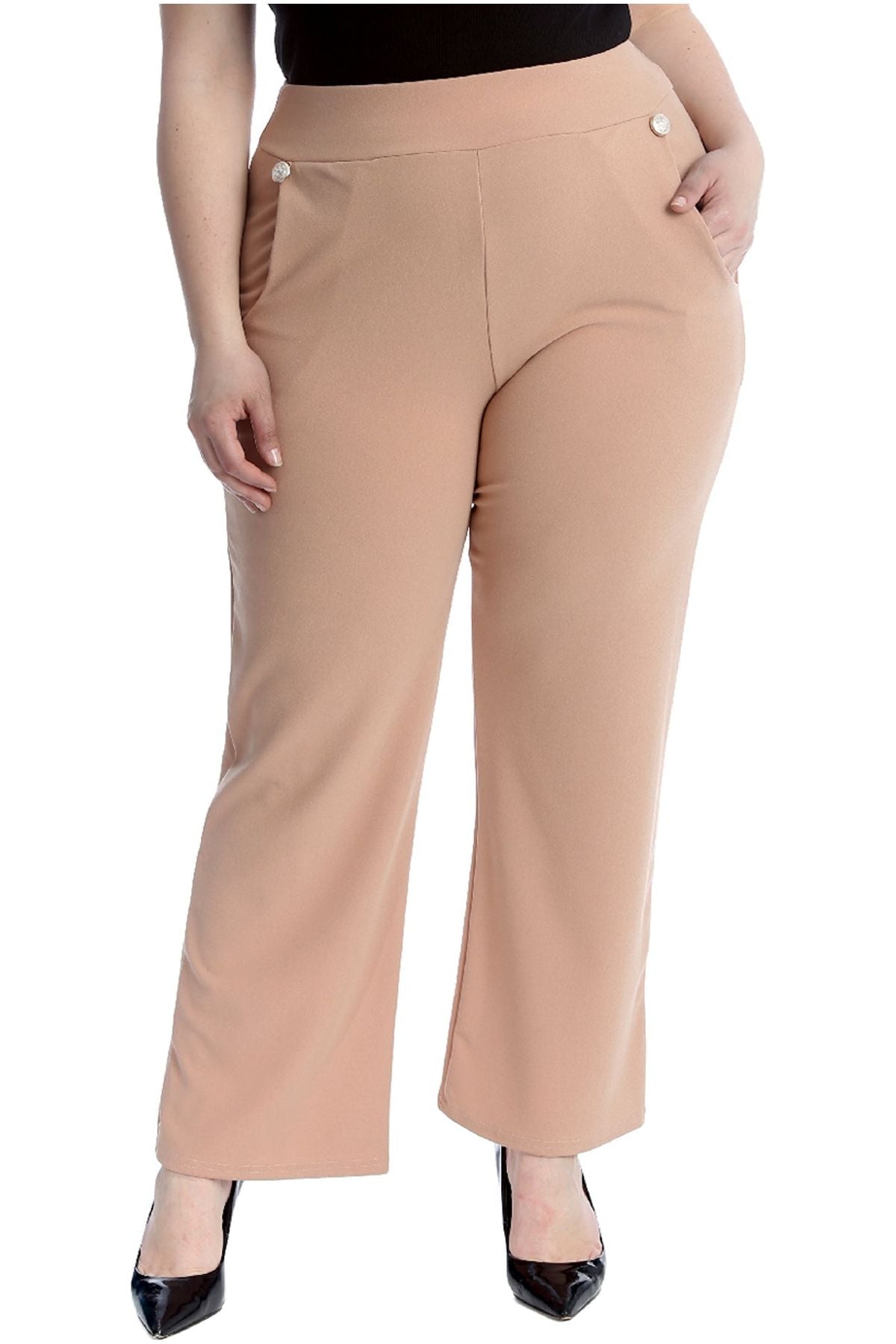 Plus Button Embellished Pocket Palazzo Trousers Trousers WearAll
