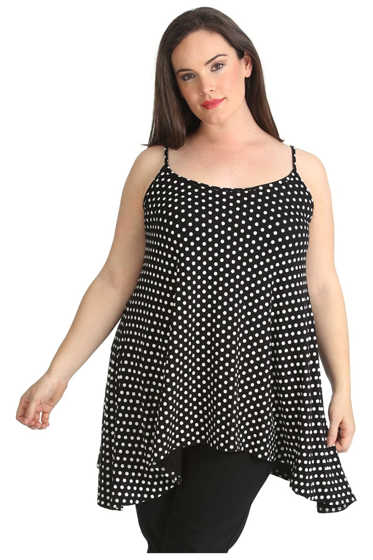 Black White Spot Print Strappy Dress Vest Top Dress WearAll Black White Spot 8-10