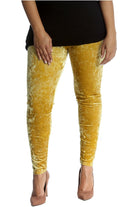 Full Length Crushed Velour Velvet Leggings Leggings WearAll 12-14 Mustard