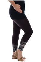 Plus Size Sequin Scallop Beaded Flower Petal Leggings Leggings WearAll Dark Brown 16-18