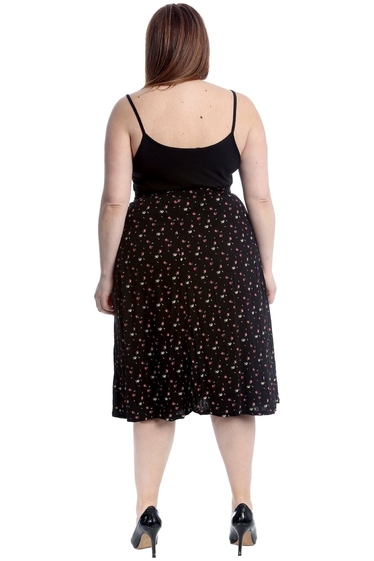 Plus Size Yellow Floral Print Midi Skirt Skirt WearAll